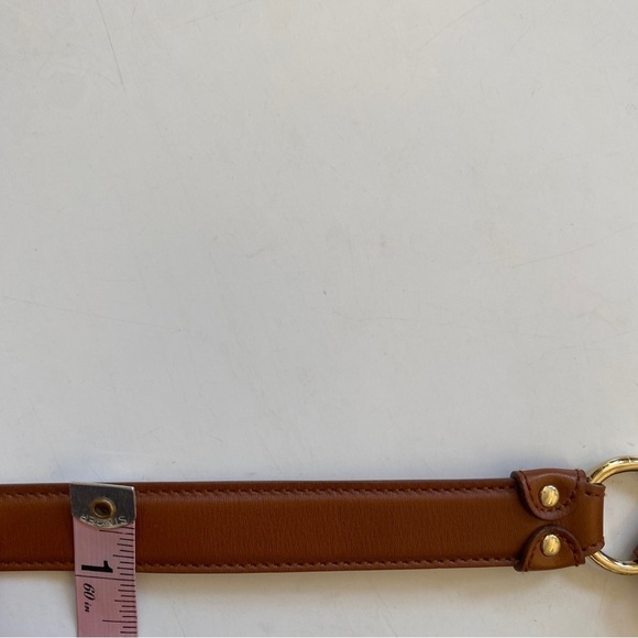 Salvatore Ferragamo || Tan Leather Belt Gold Bridle Horsebit Accents Equestrian - Picture 9 of 9